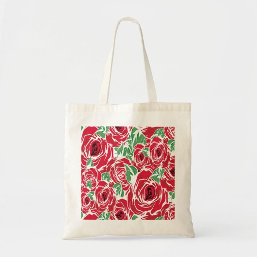 Rose Rotes Grün Vintage Blüte Tragetasche (Vorne)