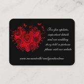 Rose Rotes und Schwarzes Herz Schmetterling Platzk Platzkarte (Rückseite)
