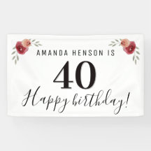 Rose Rotes Wasser Blumenbanner 40. Geburtstagsbann