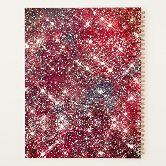 Rose rötlich braun Glitzer Rote Tropfen Monogramm Planer (Rückseite)