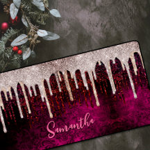 Rose rötlich braun Glitzer Rote Tropfen Monogramm