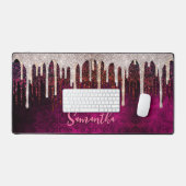 Rose rötlich braun Glitzer Rote Tropfen Monogramm Schreibtischunterlage (Tastatur & Maus)
