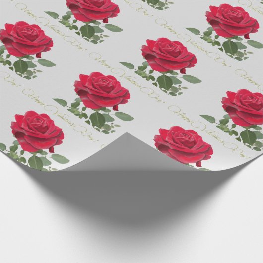 Rose rouge - Red Rose Valentine's Day Geschenkpapier (Ecke)