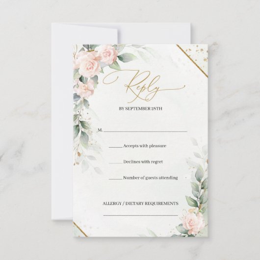 Rose RSVP Karte (Vorderseite)