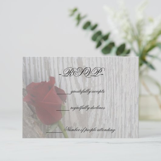 Rose RSVP Karte (Stehend Vorderseite)