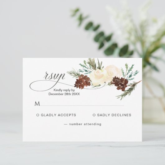 Rose RSVP Karte (Stehend Vorderseite)