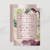 Rose Rustikale Creamy Marsala Burgundy Rose Hochze Einladung (Vorne/Hinten)