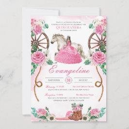 Rose Rustikaler Western Charra Quinceanera Einladung