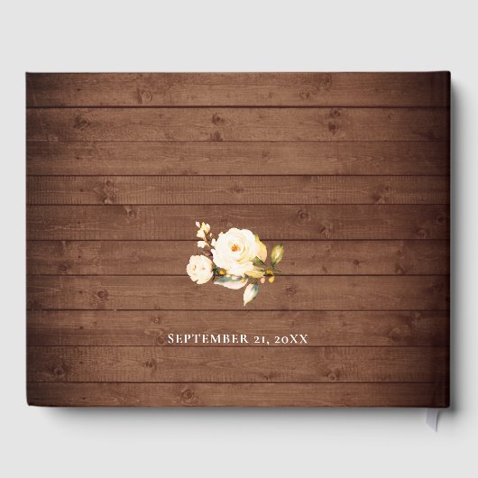 Rose Rustikales Brautparty aus Holz Gästebuch (Rückseite)