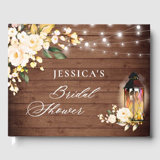 Rose Rustikales Brautparty aus Holz Gästebuch (Vorderseite)