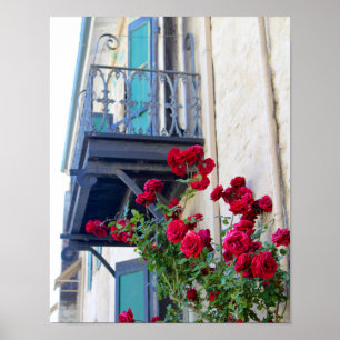 Rose, Rustikales Hotel Balkon Poster