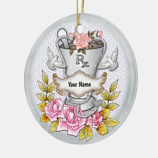 Rose RX Mortar Pestle Keramik Ornament (Links)