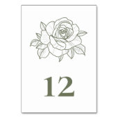 Rose Sage Grün Garten Blumen Hochzeit Tischnummer (Rückseite)