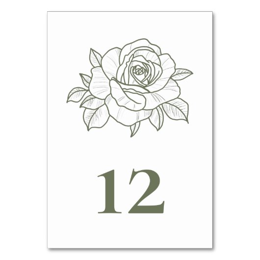 Rose Sage Grün Garten Blumen Hochzeit Tischnummer (Vorderseite)