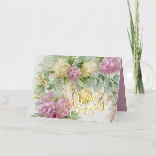 Rose Satin Ribbon Evergreen Mauve Creme Weihnachte (Vorderseite)