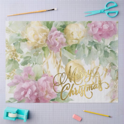 Rose Satin Ribbon Evergreen Mauve Creme Weihnachte Seidenpapier (Basteln)