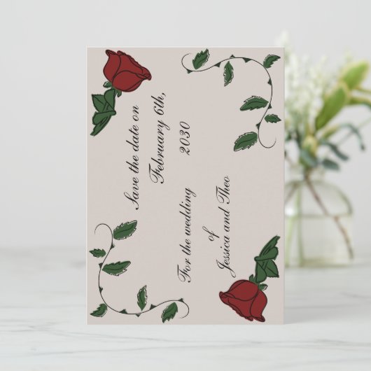 Rose Save the Date (Stehend Vorderseite)