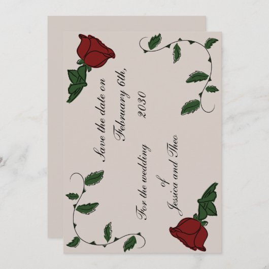 Rose Save the Date (Vorne/Hinten)