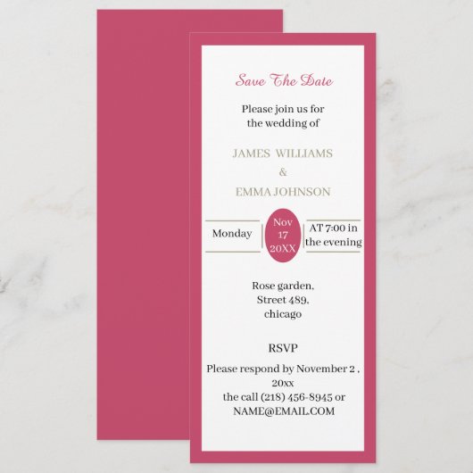 Rose Save the Date Personalisiert Einladung (Vorne/Hinten)