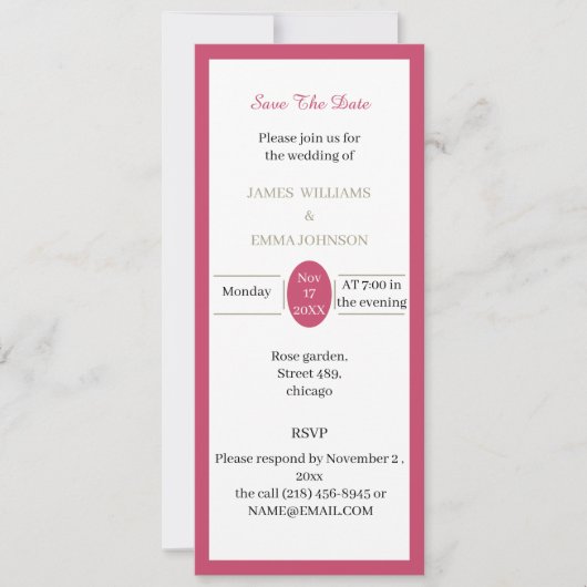 Rose Save the Date Personalisiert Einladung (Vorderseite)