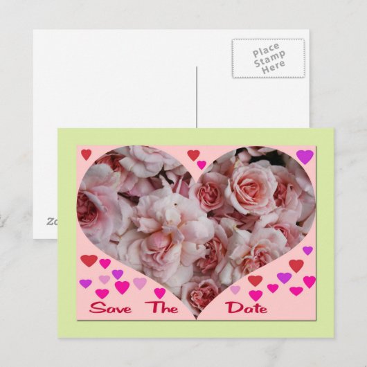 Rose Save the Date Postkarte (Vorne/Hinten)