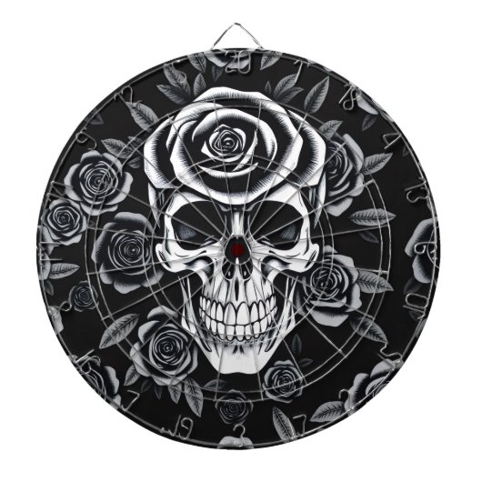 Rose-Schädel-Dartboard Dartscheibe (vorne)