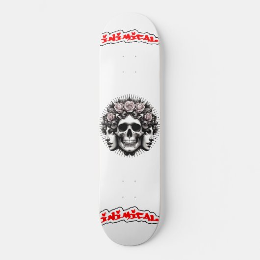 Rose-Schädel Skateboard (Vorderseite)