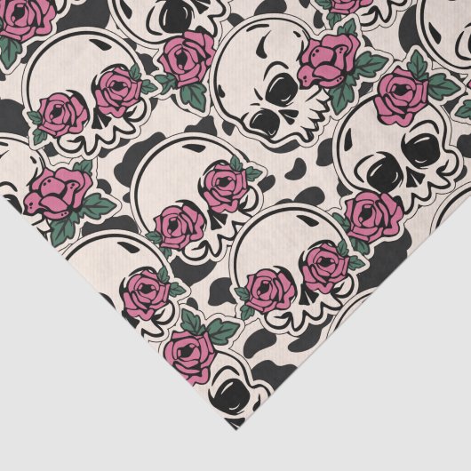 Rose Schädelmuster Seidenpapier (Ausschnitt)