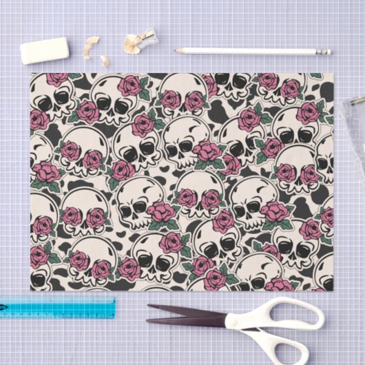 Rose Schädelmuster Seidenpapier (Handwerk)