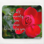 Rose Schlagen Sie all Ihre Angst Christliche Bibel Mousepad (Vorne)