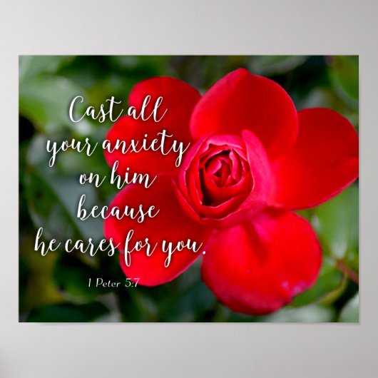 Rose Schlagen Sie all Ihre Angst Christliche Bibel Poster (Vorne)