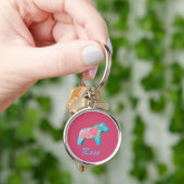 Rose Schlüsselring mit Dala Pferd Schlüsselanhänger (Hand)