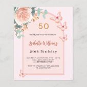 Rose Schmetterlinge Blumenbogen Einladung Geburtst (Vorderseite)