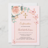 Rose Schmetterlinge Blumenbogen Luxus Bestätigung Einladung (Vorderseite)