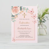 Rose Schmetterlinge Blumenbogen Luxus Bestätigung Einladung (Stehend Vorderseite)