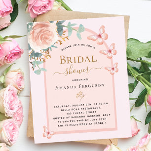Rose Schmetterlinge Blumenkohl Bridal Einladung