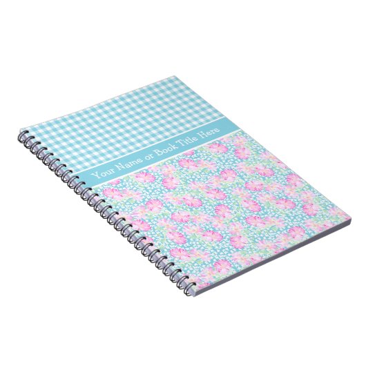 Rose, Schmetterlinge, Gingham Custom Spiral Notebo Notizblock (Rechte Seite)