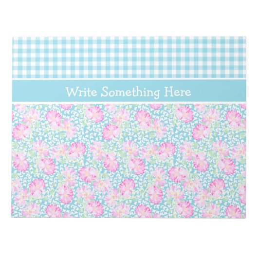 Rose, Schmetterlinge, Gingham Notepad oder Jotter Notizblock (Vorderseite)