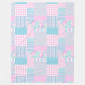 Rose, Schmetterlinge Imitate Patchwork Fleece Blan (Vorderseite)