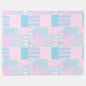 Rose, Schmetterlinge Imitate Patchwork Fleece Blan (Vorderseite (Horizontal))