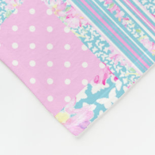 Rose, Schmetterlinge Imitate Patchwork Fleece Blan