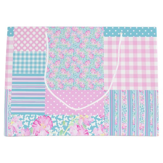 Rose, Schmetterlinge Imitate Patchwork Große Gesch Geschenktüte (Vorderseite)