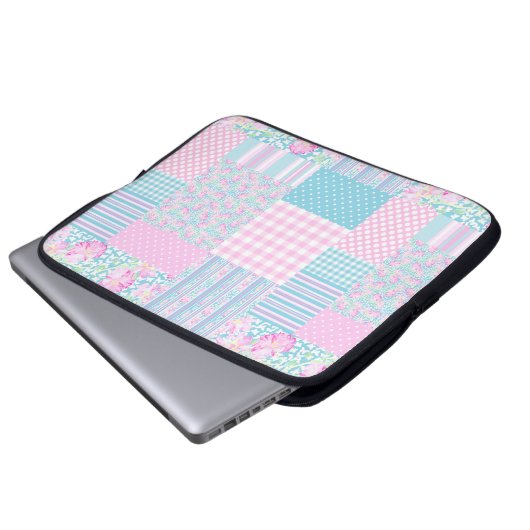 Rose, Schmetterlinge, Imitate Patchwork Laptop-Sie Laptopschutzhülle (Vorne Knopf)