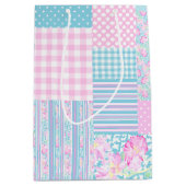 Rose Schmetterlinge Imitate Patchwork Mittlere Ges Mittlere Geschenktüte (Vorderseite)