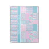 Rose, Schmetterlinge, Imitate Patchwork Notepad, J Notizblock (Rotiert)