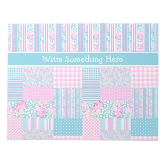 Rose, Schmetterlinge, Imitate Patchwork Notepad, J Notizblock (Vorderseite)