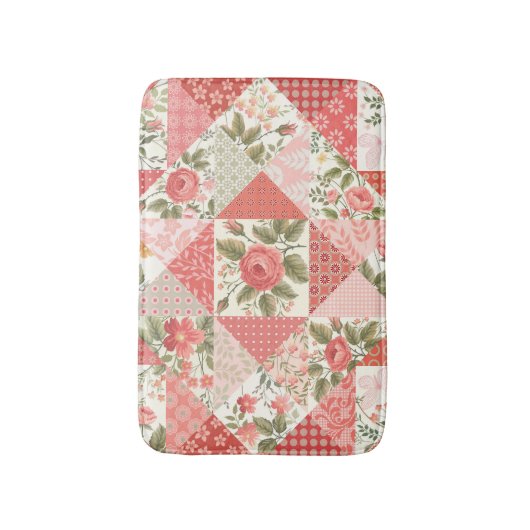 Rose Schmetterlinge Nahtlose Patchwork Badematte (Vorderseite Vertikal)