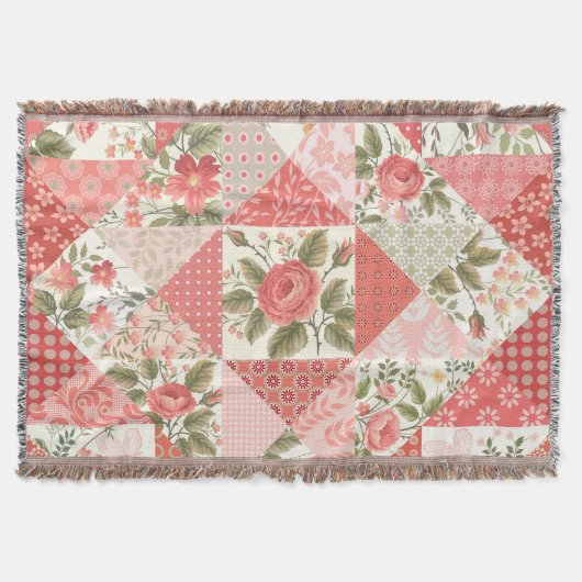 Rose Schmetterlinge Nahtlose Patchwork Decke (Vorderseite)