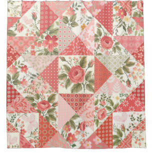 Rose Schmetterlinge Nahtlose Patchwork Duschvorhang