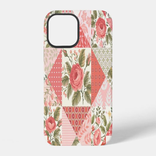 Rose Schmetterlinge Nahtlose Patchwork iPhone Hülle (Rückseite)